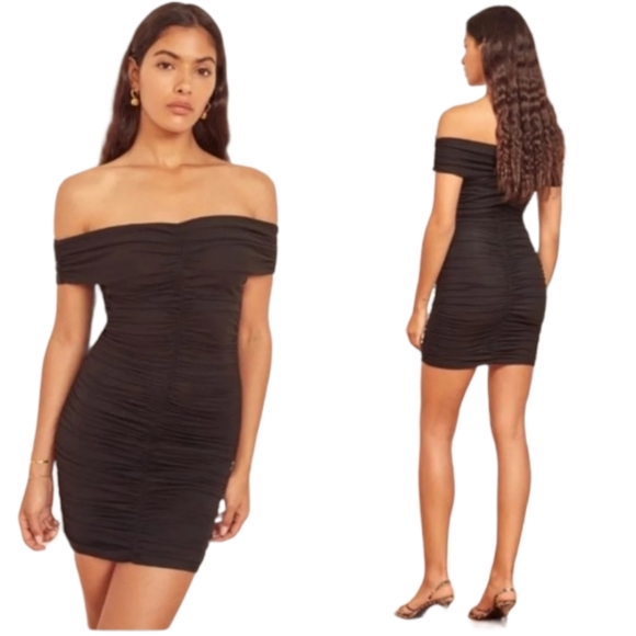 Reformation Sabine Ruched Minidress Size L NWT - Picture 2 of 11